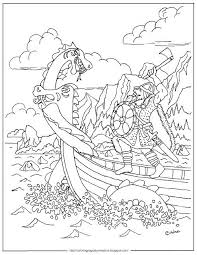 Coloring Pages For Kids By Mr Adron Printable Viking And Sea Serpent Coloring Page Monster Coloring Pages Coloring Pages Snake Coloring Pages