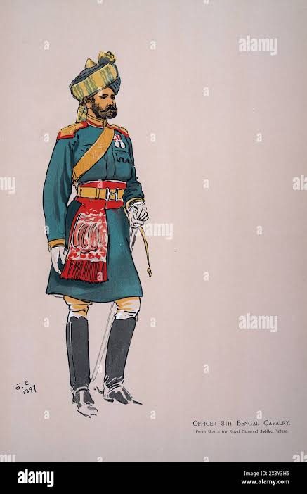 British Empire Military Uniforms, Soldier British Indian Army, Officer 8th Bengal Cavalry, 1900, SOUVENIR BOOK - ROYAL NAVAL & MILITARY BAZAAR JUNE 19 Stock Photo - Alamy