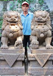 Sold Stone Pair Of Guardian Lions Or Foo Dogs 51 Foo Dog Statue Foo Dog Tattoo Japanese Foo Dog