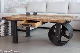 table basse industrielle a roue noire table basse industrielle table basse bois metal table basse