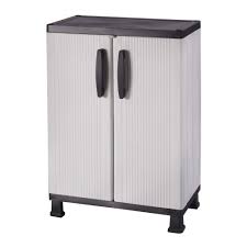 Rimax plastic freestanding garage cabinet in brown (26 in. Hdx Plastic Freestanding Garage Cabinet In Gray 27 In W X 36 In H X 15 In D 221875 The Home Depot