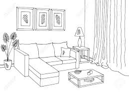 Black and white is a classic color combination — and for a good reason. Living Room Graphic Black White Interior Sketch Illustration Royalty Free Cliparts Vectors And Stock Illustration Image 88617985