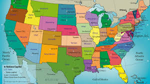 É um mapa com efeito 3d que inclui as principais fronteiras entre os estados, bem como o nome de cada um deles. Mapa Politico De Estados Unidos Con Nombres