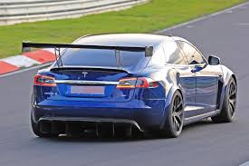 Announced at the company's battery day, the plaid will use three motors to produce around 1100bhp. Tesla Model S Plaid Nurburgring Prototype Has A Huge Rear Wing