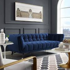 Adept Midnight Blue Sofa Eei 3059 Mid Modway Furniture Fabric Sofas Velvet Sofa Living Room Blue Sofa Living Blue Sofas Living Room