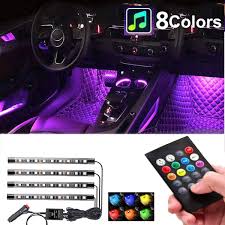 Amazon Com Car Interior Lights 4pcs 36 Led Car Floor Atmosphere Glow Neon Lights Multi Color Music Car Led Strip Lights Decorative Underdash Lighting Kit With Sound Active Function Wireless Remote Control Dc 12v