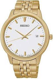 Ending friday at 2:21pm pdt. Amazon Com Seiko Quartz White Dial Gold Tone Men S Watch Sur096 Watches
