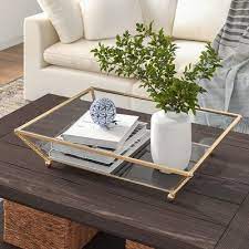 Three Posts Shelva Mirrored Bottom Glass Keepsake Vanity Tray Coffee Table Decor Tray Glass Tray Decor Tray Decor