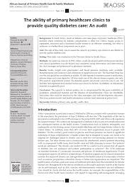 Pdf The Ability Of Primary Healthcare Clinics To Provide Quality Diabetes Care An Audit