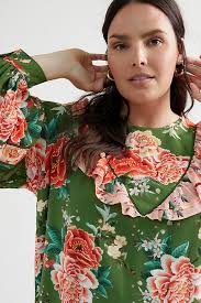 Farm Rio Floral Shift Dress Anthropologie Elinor Green Tunic Style Size 1X  NEW