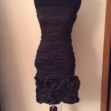 Bcbg Maxazria Woven Taffeta Cocktail Dress Black Strapless Dress With Ruffle Like Embellishment At The Bottom Bran Taffeta Dress Dresses Black Strapless Dress