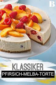Pfirsich Melba Torte Rezept Pfirsich Melba Torten Blechkuchen Mit Obst