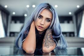 Blue hair, women hd wallpaper posted in people wallpapers category and wallpaper original resolution is 2048x1363 px. Shallow Focus Photography Of A Woman With Long Blue Hair And Black Tattoo On Her Left Arm Hd Wallpaper Wallpaper Flare