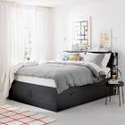 BRIMNES Bed frame with storage & headboard, black/LurÃ¶yQueen Ikea