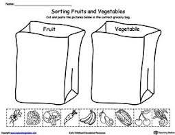 Sorting Fruits And Vegetables In Grocery Bags Preschool Worksheets Preschool Fruits And Vegetables