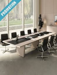 grande table de reunion haut de gamme au design unique secoya plan de travail avec insert cuir disponible en plusieurs coule table de reunion table la reunion