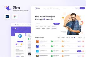 Perspective presentation website mockup psd 09 has designs that are close to the designers. Ziro Freelancer Directory Website Design Template In Ux Ui Kits On Yellow Images Creative Store