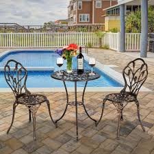 It has a rating of 5.0 with 4 reviews. Patio Lawn Garden Patio Furniture Accessories Jardin De Panda Bistro Table Set White 3 Piece Outdoor Patio Set Rust Resistant Cast Aluminum Rose Design Outdoor Table And Chairs Furniture With Umbrella