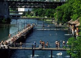 Unterer Letten Zurich River Bath Pool River