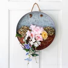 Spring tin pail floral pattern. Galvanized Hanging Planter Easy Springtime Front Door Decor