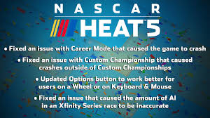 Is nascar heat evolution a top qualifier or at the back of the grid? Nascar Heat On Twitter The New Patch For Nascarheat5 Is Available Now On Ps4 And Pc Steam The Xbox Patch Is Currently In The Approval Process And We Will Update You As