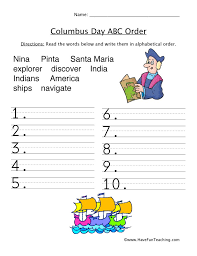 Alabama alaska arizona arkansas california colorado. Columbus Day Abc Order Sorting Worksheet Have Fun Teaching