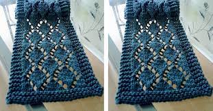 I've knitted this scarf last year for my husband birthday, but most off the time i'm stilling it from him and i'm wearing it. Diamond Knitted Lace Scarf Free Knitting Pattern
