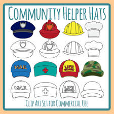 Teach your child about each community helper even as he colors them. Community Helper Community Worker Hats Uniform Hats Clip Art Commercial Use