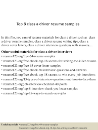 top 8 class a driver resume samples