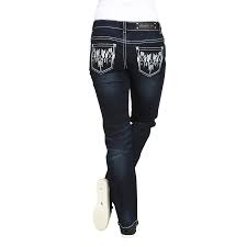 womens aztec straight pocket boot cut jean