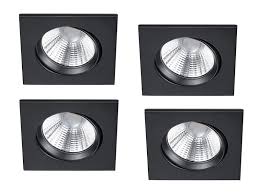 Eande 10er led einbaustrahler flach 7w led spots weiß einbauleuchten led einbauspots rund warmweiß 2800k deckenspots einbaulampen 230v ultra slim 600lm ersetzt 70w halogen ø118mm wohnzimmer küche flur. Trio Led Einbaustrahler 4er Set 5 5w Schwarz Matt Eckig Meine Wunschleuchte De