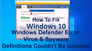 Fix Windows Defender Error Virus And Spyware Definitions Couldn T Be Updated Youtube