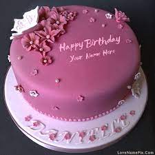 Elegant happy birthday pink cake. Elegant Pink Birthday Cake With Name