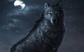 Grey wolf with green eyes. Hd Wallpaper Gray Wolf Illustration Snow Night The Moon Amulet Art Green Eyes Wallpaper Flare