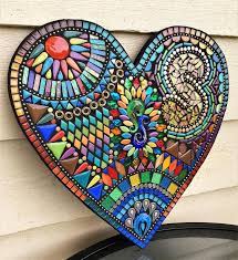 Mosaic Heart 16x16 Custom Multicolored Glass Etsy Mosaic Tile Art Mosiac Art Mosaic Crafts