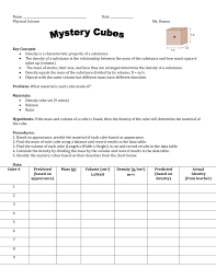 Density Cube Lab Ms Hanna S Science Class