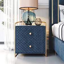 Add style to your home, with pieces that add to your decor while providing hidden storage. Modern Velvet 2 Drawer Nightstand Gold Bedroom Bedside Chest In Blue