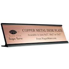 Personalized custom desk name plate floral pretty roses 15 font styles aluminum 2 x 8. Copper Desk Name Plate With Logo Copper Name Plate For Desk Cooper Desk Plates From Plaquemaker