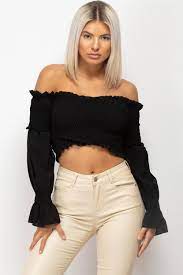 Mix & match this shirt with other items to create an avatar that is unique to you! Black Wrap Over Bardot Crop Top Festival Outfit Styledup Co Uk