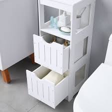 Space, thanks to its corner design. Cm 31 5 X 30 5 X 85 Maogear Bathroom Storage Corner Floor Cabinet Three Layer Two Drawer Shelf Pvc Bath Bathroom Furniture Sets