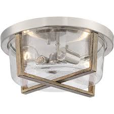 Possini Euro Design Rustic Ceiling Light Flush Mount Fixture Brushed Nickel Wood Grain 13 Wide Clear Seedy Glass Bedroom Kitchen Target