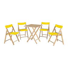 Conj Potenza 1 Mesa 4 Sillas Madera Barnizada Plastico Amarillo Tramontina
