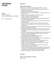 digital content strategist resume