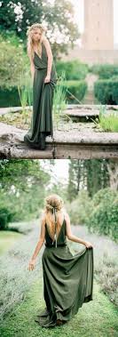 Cheap Green Chiffon Country Spaghetti Backless Long Bridesmaid Dresses Green Chiffon Bridesmaid Dress Olive Green Bridesmaid Dresses Long Green Bridesmaid Dresses
