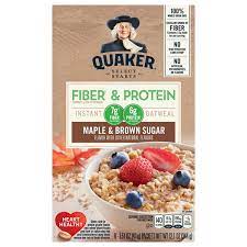 Find nutritional information, offers, promotions, recipes and start your morning with quaker® protein oatmeal, which provides a good source of protein per serving through a combination of our nutritious oats. Save On Quaker Instant Oatmeal Fiber Protein Maple Brown Sugar 8 Ct Order Online Delivery Giant