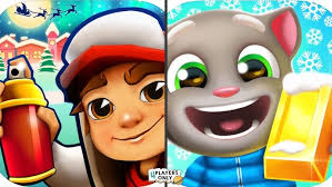 Subway Surfers [WINTER HOLIDAY Wonderland!] Vs Talking Tom Gold Run [NEW  SNOWBOARD WORLD]