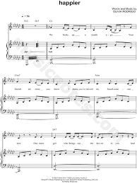 The melodies are in pdf format and. Olivia Rodrigo Happier Sheet Music In Gb Major Download Print Sku Mn0234367