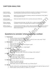 List the objects or people you see in the cartoon. English Worksheets Cartoon Analysis