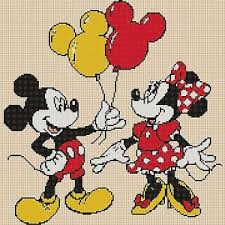 Details About Cross Stitch Chart Mickey Mouse And Minnie Balloons Flowerpower37 Uk