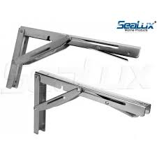 Sealux Heavy Duty Wall Mount Folding Brackets 90 Degree Shelf Bench Table Support Stainless Steel 12 Long Arm With Easy Reach Long Release Handle Max Bearing 550 Lb Sold As 2 Pcs